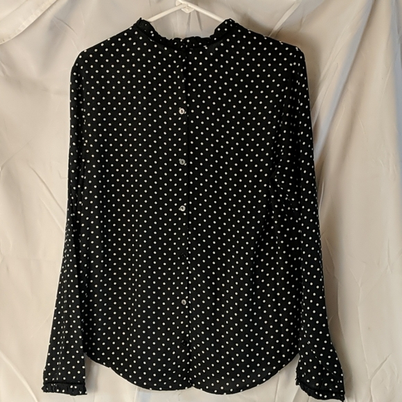 New Bongo women's black blouse with white polka dots buttons in back size med - Picture 2 of 5